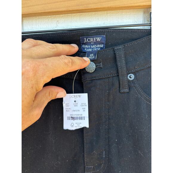NWT J.Crew Curvy‎ Mid Rise Flare Crop Jean, Black, Sz 25 - Picture 3 of 3